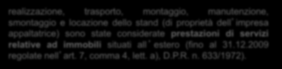 PAG.32 Servizi relativi a fiere Realizzazione, allestimento e locazione di stand fieristici I problemi interpretativi sul corretto regime di territorialità ai fini IVA esistevano già prima dell