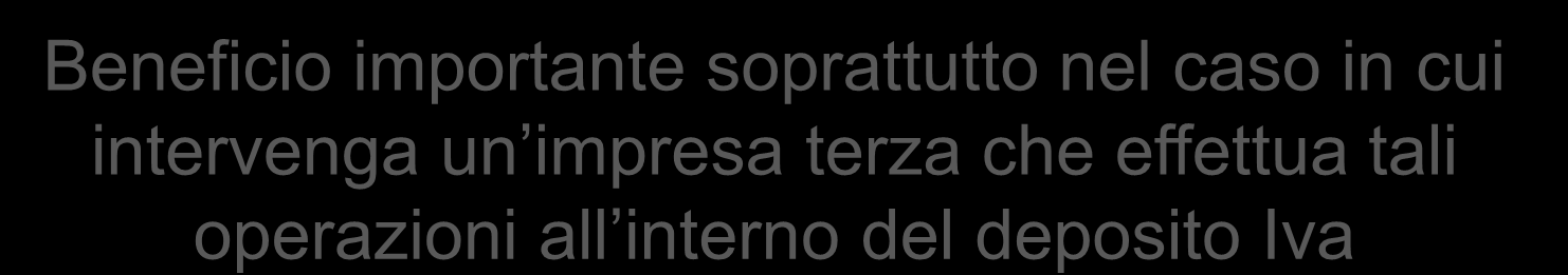 Depositi Iva: Esempio operativo 3 Le prestazioni di servizi, comprese le operazioni di perfezionamento e manipolazioni usuali (logistica, controllo qualità, imballaggio ) relative ai beni custoditi