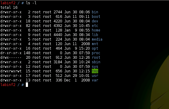 ls -l / lista mostrando le proprietà dei files il contenuto della directory root. Come si legge questa figura? E cosa ci serve sapere senza ridondanze?