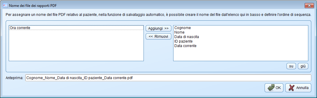 Capitolo 3, Avvio e configurazione del software Accu-Chek Smart Pix Qui è inoltre possibile impostare quali nomi di file (come file PDF) è possibile assegnare in seguito ai rapporti archiviati.