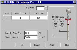 Capitolo 3 Installazione di un sistema di misura del livello Passo 5. Configurazione dei Reference Pins (barrette di riferimento) Nella finestra LPG Setup clic sul tasto Config Pins.