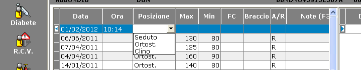 Pressioni Cliccare nel menu Monitoraggi il bottone Pressione/Peso oppure dal menu in alto Schede > Monitoraggio pressioni/peso.