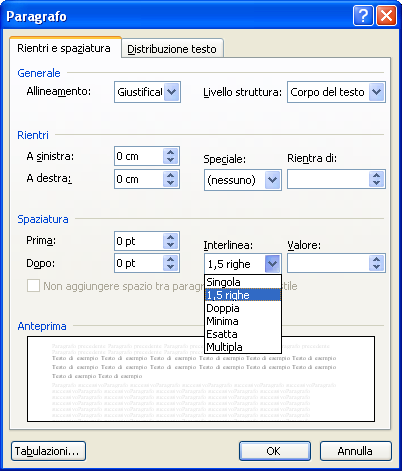Microsoft Word Singola: Consente di impostare l'interlinea di o- gni riga in modo che si adegui al tipo di carattere più alto della riga, più uno spazio aggiuntivo che varia a seconda del tipo di
