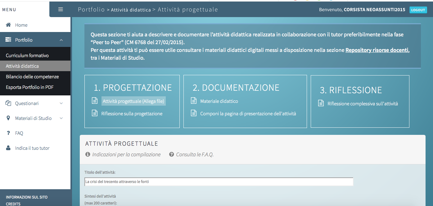 La piattaforma on-line (