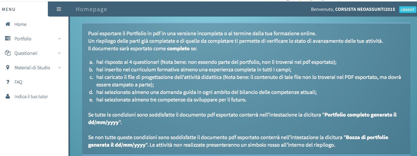 La piattaforma on-line (