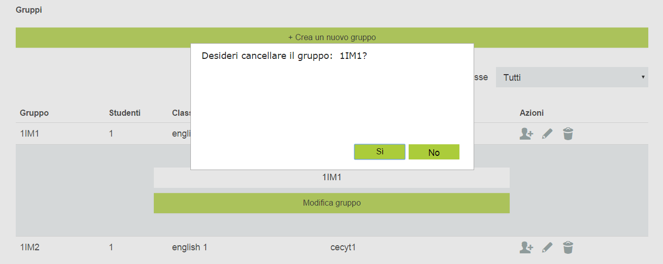 2.2 MODIFICA Clicca sul simbolo della matita ( Modifica le informazioni del gruppo ) a destra dell itemgruppo che hai inserito, per modificare il nome del tuo gruppo, quindi clicca su Modifica gruppo