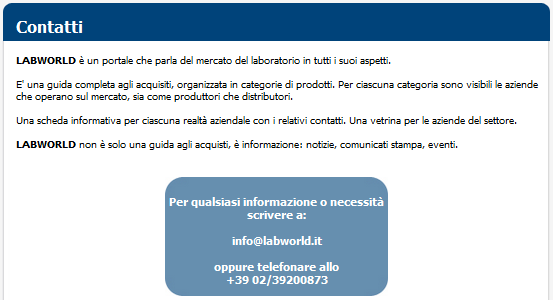 INDICE & CONTATTI Home page Iscrizione alla newsletter & registrazione al portale Login Azienda Schede anagrafiche Lab News Rubriche in primo piano Banner Orizzontale Banner "Galleria Prodotti" in