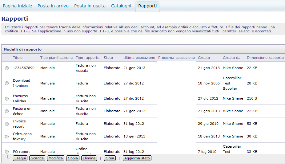 8. Rapporti Ariba Ariba offre la possibilità di creare e eseguire i rapporti. Lei può creare un rapporto sull ordine, fattura, fattura rifiutata in Ariba.