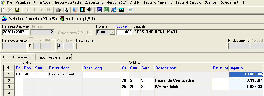 B) REGIME SPECIALE IVA CON IL SISTEMA GLOBALE La rilevazione delle operazioni di compravendita di Beni Usati con il sistema globale, in parte, è identica a quella vista per il regime ordinario.