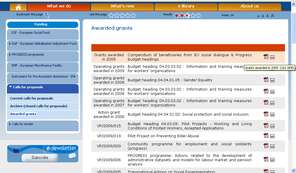 Awarded grants > http://ec.europa.