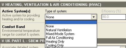 5. La modellazione energetica Immagine 5.3.1.4.5 Ecotect Analysis, esempio di impostazione dell impianto HVAC in una zona. Immagine 5.3.1.4.6 Ecotect Analysis, scelta dell impianto HVAC (Heating Ventilation Air Conditioning).