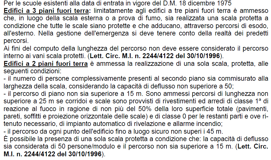 REGOLA TECNICA DI PREVENZIONE INDENDI PER EDIFICI SCOLASTICI SISTEMI DI VIE DI USCITA Ogni scuola deve essere provvista di un sistema organizzato di vie di uscita dimensionato in base al massimo