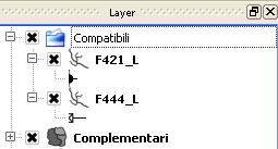 nella TOC i layer F444_L e F421_L tenendo premuto il tasto Maiusc/Shift e trascinarli nel gruppo Compatibili Controllare se secondo le specifiche standard le zonizzazioni appena create hanno degli
