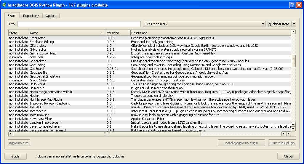 9. GESTIONE DEI PLUGINS QGIS mette a disposizione moltissimi Plugins (parti di codice sviluppati per QGIS provenienti da repository ufficiali), che si possono