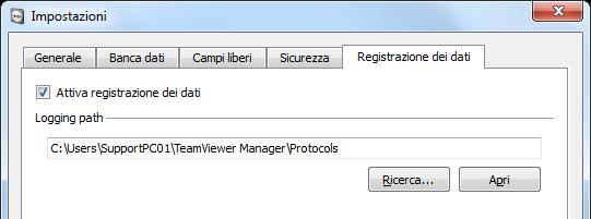 Opzioni La finestra delle Impostazioni di TeamViewer Manager: scheda Sicurezza. 6.