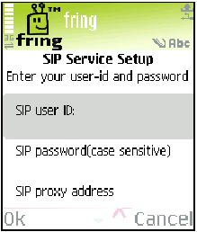 Compilare i campi: SIP user ID, SIP password, e SIP proxy address come di seguito indicato: SIP USER ID: Numero
