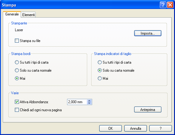 4.3.1 Scheda "Generale" La scheda "Generale" include le seguenti sezioni: "Stampante": consente di visualizzare la stampante corrente.