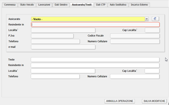 TAB Dati sinistro Popolare i campi utili alla gestione della pratica e passare al TAB successivo