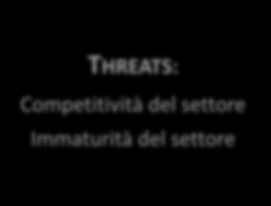 OPPORTUNITIES: Potenzialità del settore: il settore in cui IdeaLab intende calarsi è in piena espansione, ancora acerbo ma potenzialmente molto redditizio e innovativo.