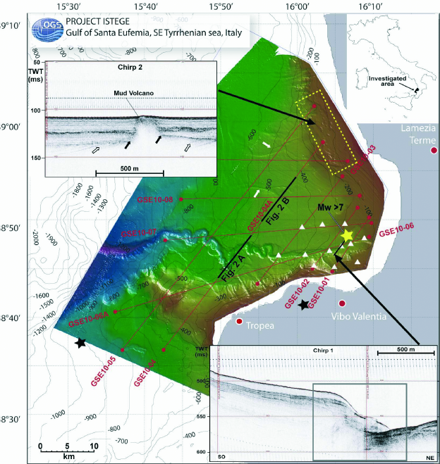 Figura 1 - Rilievo dei dati di morfo-batimetria del Golfo di Sant Eufemia.