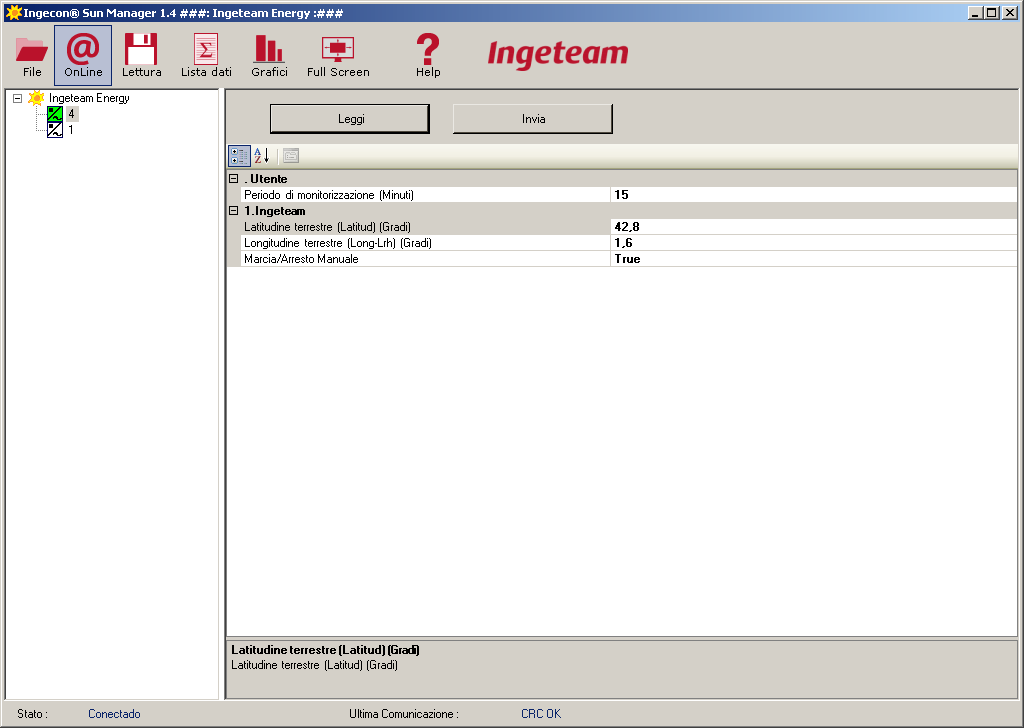 6 Menù contestuale del dispositivo Ingecon 6.1 Impostazione Ingecon Sun Si visualizza il pannello di Impostazione.
