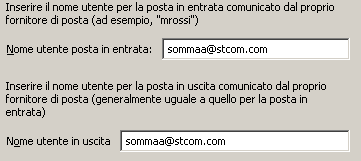 Gestione Account di POSTA versione 1.2 Viene chiesto il nome che si desidera visualizzare e l'indirizzo di posta elettronica.