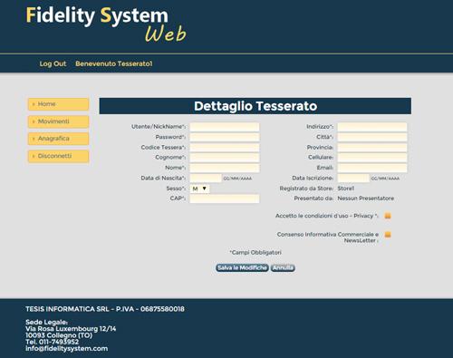 Profilo Gestore Permette la distribuzione delle tessere; Permette il caricamento dei dati anagrafici; Gestisce le transazioni; Gestisce l emissione premi; Ha visibilità solo sui dati di sua