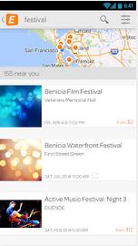 Eventbrite: Figura 43- Schermate EventBrite (Fonte: Google Play, 2014) Descrizione: Consente di creare, promuovere e vendere biglietti per gli eventi e allo stesso tempo consente alle persone di
