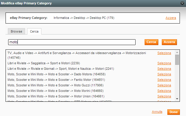 È possibile selezionare la categoria dall elenco proposto, oppure effettuare una ricerca all interno delle categorie di ebay cliccando sulla voce Cerca posta in alto.