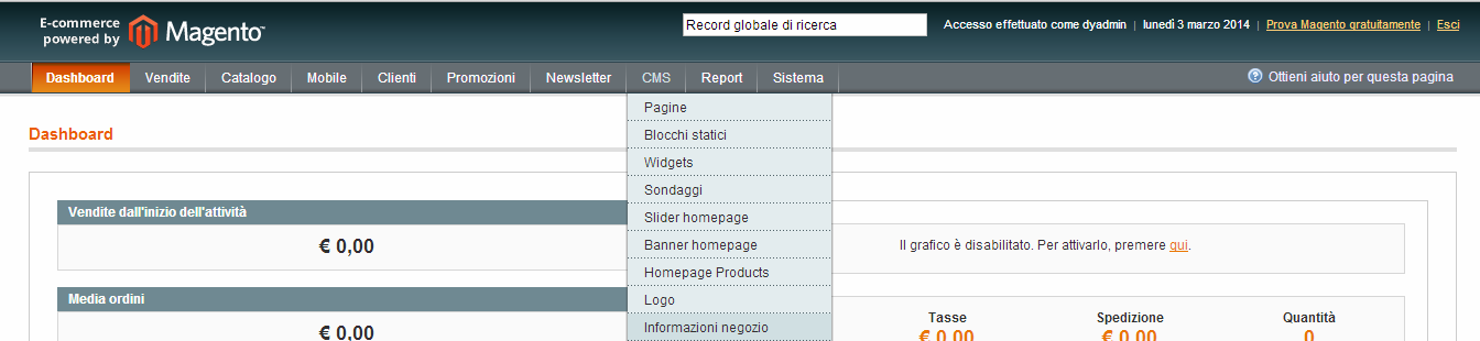 2.3 Personalizzazioni grafiche di base Nelle pagine precedenti si è visto come modificare le informazioni del negozio.