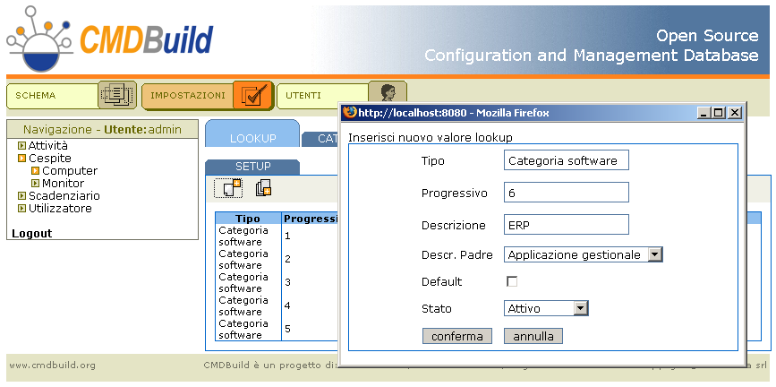 Creazione nuova lista La creazione di una nuova lista di LookUp viene effettuata tramite l'icona più a destra (simbolo + su gruppo di schede) proposta dal programma.