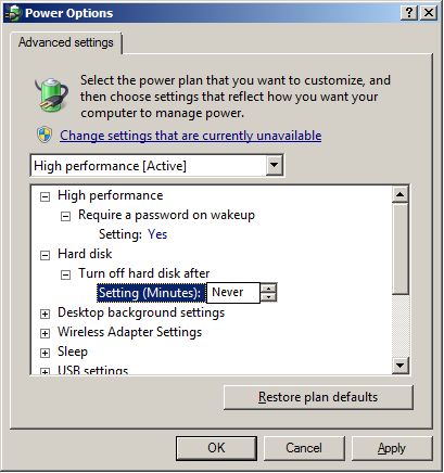 Configurazione del PC workstation 2 Configurazione di Windows 7 Figura 7 Edit Plan Settings: Prestazioni