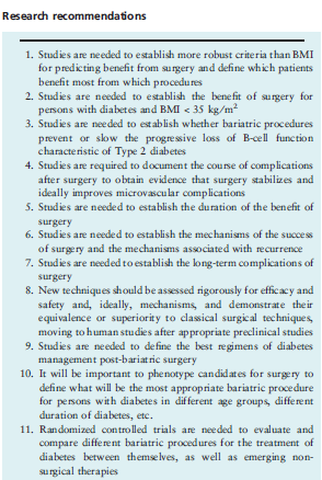 Linee di ricerca nella chirurgia metabolica a) risoluzione del diabete valori di BMI? durata della malattia diabetica? stadio della malattia diabetica?