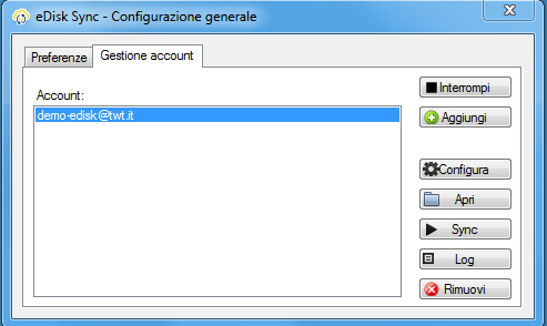 2) Gestione account Questa scheda permette la gestione degli account TWT.