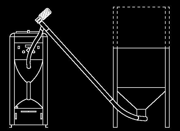 SISTEMI DI ALIMENTAZIONE Le caldaie a pellet Biomatic possono essere alimentate con diverse soluzioni: Sistema di alimentazione base (per caldaia e silo affiancati) con silo in lamiera zincata di