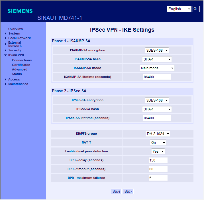 GETTING STARTED 3.5 Esempio 5: Accesso remoto - esempio di un tunnel VPN con MD741-1 e SOFTNET Security Client 3.