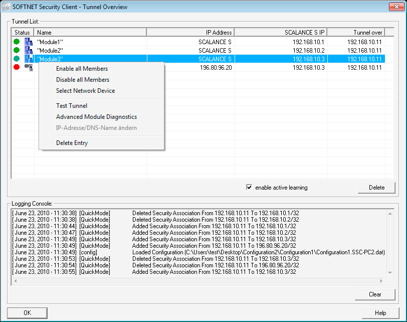 SOFTNET Security Client (S612/S613) 7.5 Configurazione e modifica del tunnel 7.