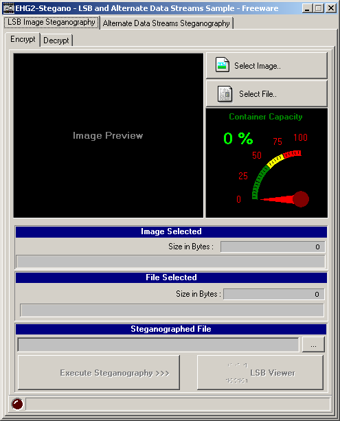 Esempi di Steganografia ( EHG2-Stegano Tool ) Il tool utilizzato nel laboratorio del seminario è stato realizzato dall EHG2 (Ethical Hacker Guardian Group) un gruppo di ricerca fondato da Francesco