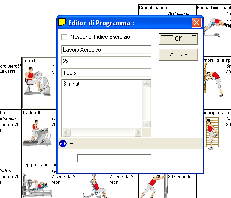 Figura 3 Modifica di un esercizio Ogni scheda viene salvata e quindi archiviata sul personal computer (su file) e quindi è possibile recuperare in qualsiasi momento.