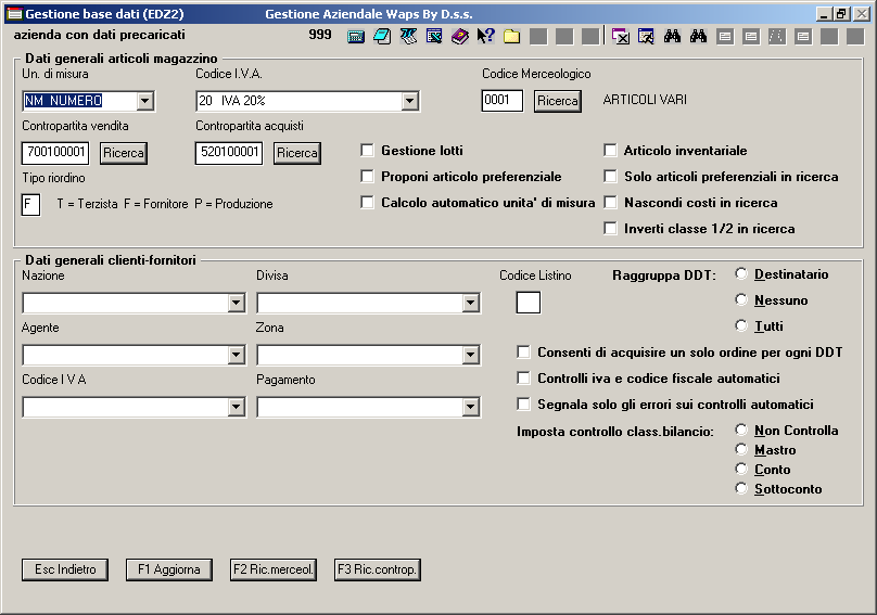 23. Gestione Base dati Tramite questo programma s impostano i dati che verranno