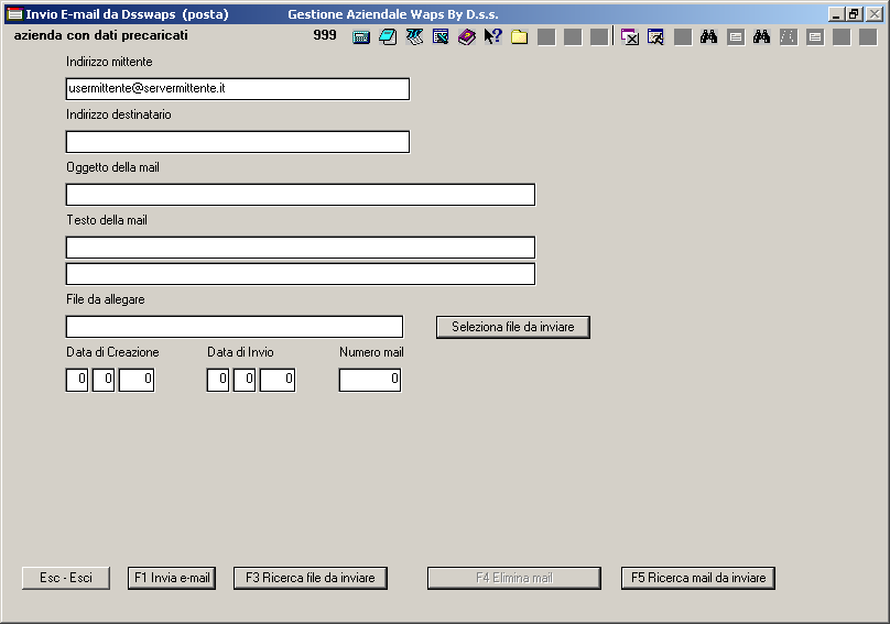 Invio e-mail da dsswaps Per l invio di e-mail, oltre ad aver impostato i dati