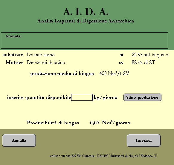 In questa fase si visualizza la schermata che segue (Figura 3); questa consente all utente di scegliere la consistenza relativa al proprio impianto, ossia la tipologia di substrato da trattare.