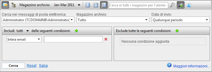 Schermata 16: Opzioni di ricerca avanzate 2. Nell area Opzioni di ricerca avanzata, utilizzare le funzionalità descritte nella sottostante tabella per eseguire una ricerca avanzata.