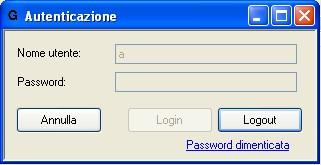 Maschera di autenticazione dell utente Nel caso l utente abbia dimenticato la prorpia password, Premendo sul Link Password dimenticata si accede ad un pannello (vedi figura seguente) tramite il quale