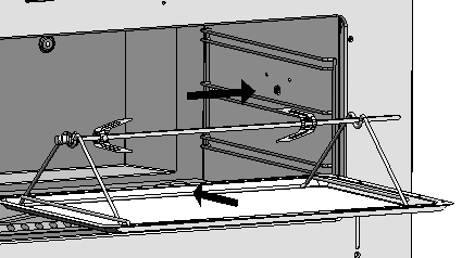 Grill elettrico (mod-ge;gev) In questa selezione è in funzione la sola resistenza elettrica posta sulla parte superiore del forno (non è possibile l uso contemporaneo del bruciatore a gas, una