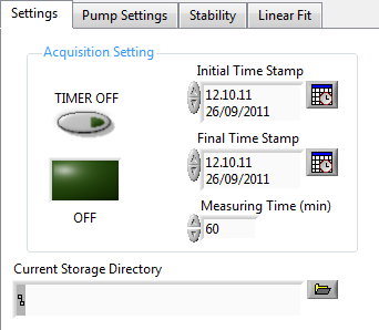 4.3. Tag Settings Il riquadro Settings, localizzato in alto a sinistra permette la gestione dei seguenti parametri di campionamento gestibili dall operatore. 1) Selezione modalità manuale o timer.