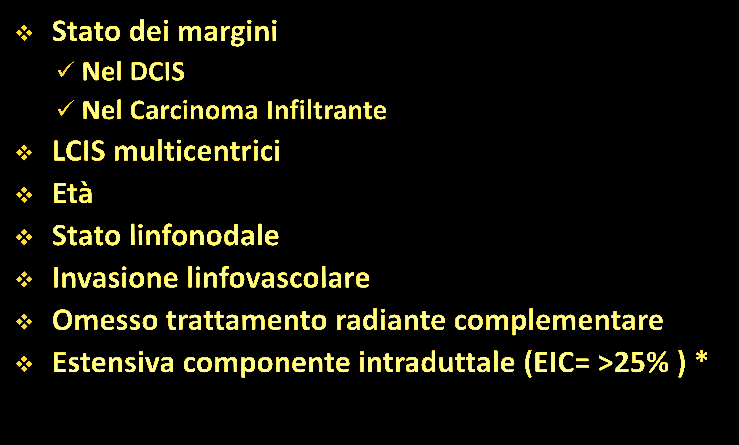 La grandezza del tumore (T) pare non avere impatto diretto sul controllo locale di malattia.