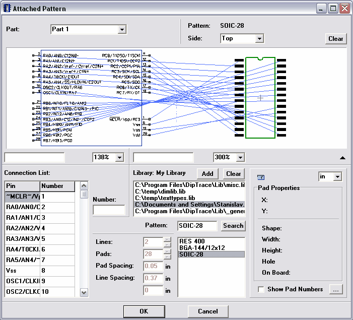 142 DipTrace Tutorial Il nostro PIC18F24K20 è pronto 3.2.6 Designing VCC and GND symbols Progetterete i simboli VCC e GND usando il tipo Net Port.