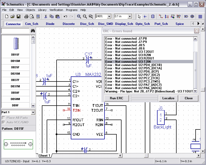 Mantenere tutti i settaggi e non cambiarli e premere OK per chiudere la finestra di dialogo. Adesso selezionate Verification / ElectricalRule Check (ERC) dal main menù.