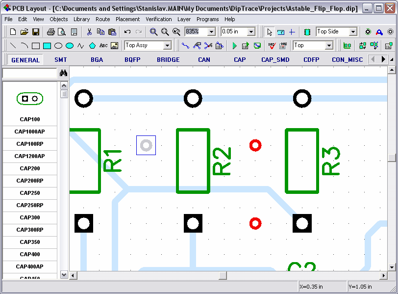 Attenzione, potete fare la stessa operazione con i pads. Anche i pads / vias selezionati possono essere scambiati immediatamente se selezionate Apply to: Selected components. 2.5.